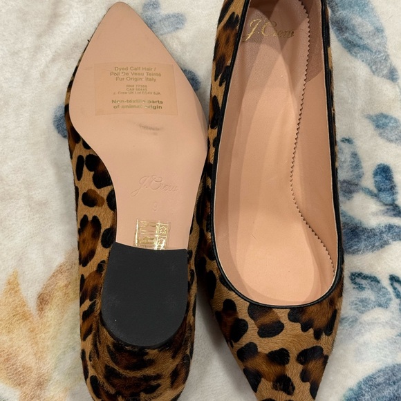 J. Crew Dyed Calf Hair Italian Leopard Print Block Heel Pumps 9 - Picture 6 of 8
